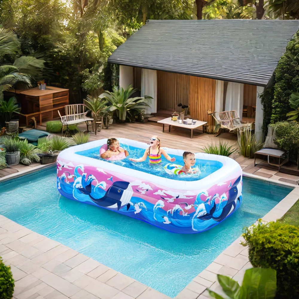 Cute Pattern Design Indoor/Outdoor Dual-Purpose Inflatable Swimming Pool Fountain Environmental Protection PVC Material