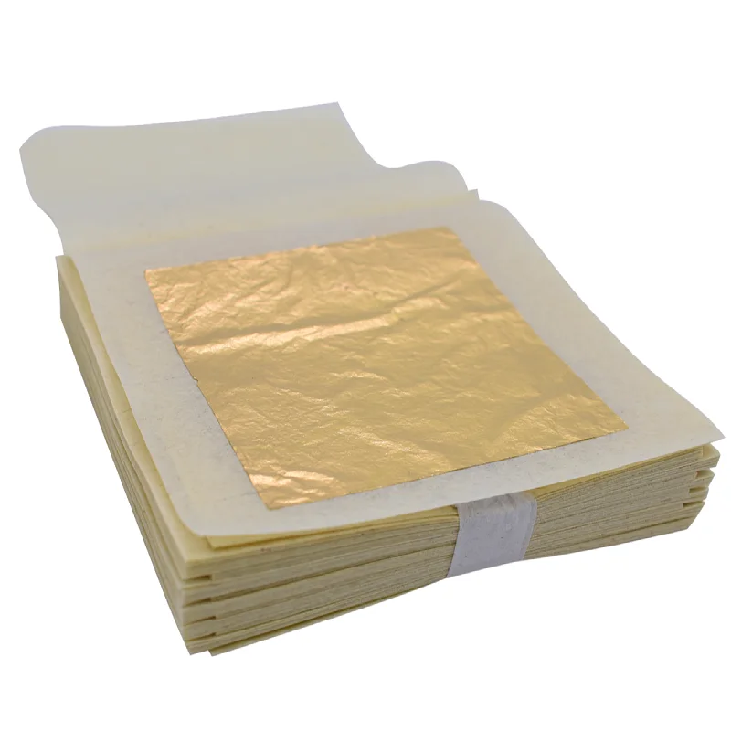 9.33 x 9.33 cm Edible Gold Leaf Sheets 24 k For Cake baking ice cream Decorative Food Gilding Craft Genuine Gold Leaf