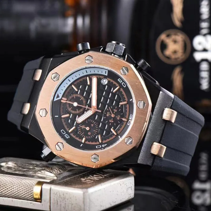 Men Chronograph Analog Quartz Watch Silicone Waterproof Luminous Quartz Wrist Watches