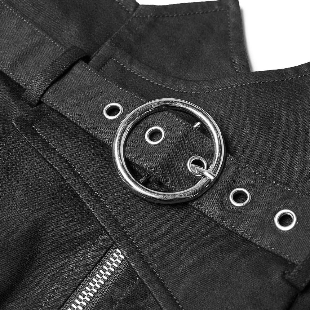 
OPK-270 PUNK RAVE Punk high waist metal decorative button jeans ladies fashion pants 
