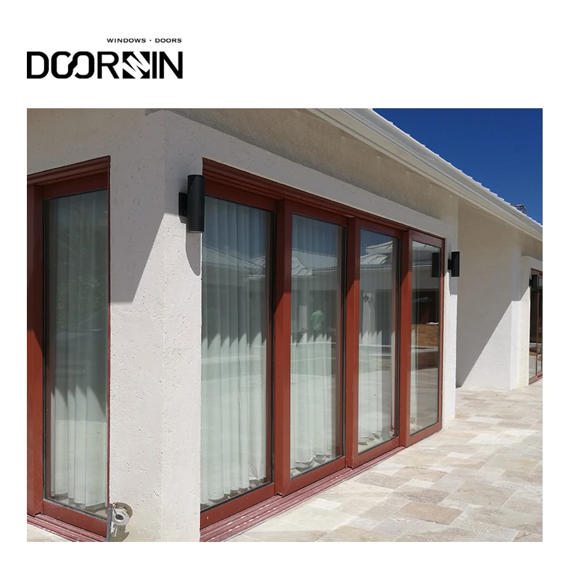 Doorwin heavy security Aluminum doors lift and slide glass collapsible doors black sliding doors exterior aluminum