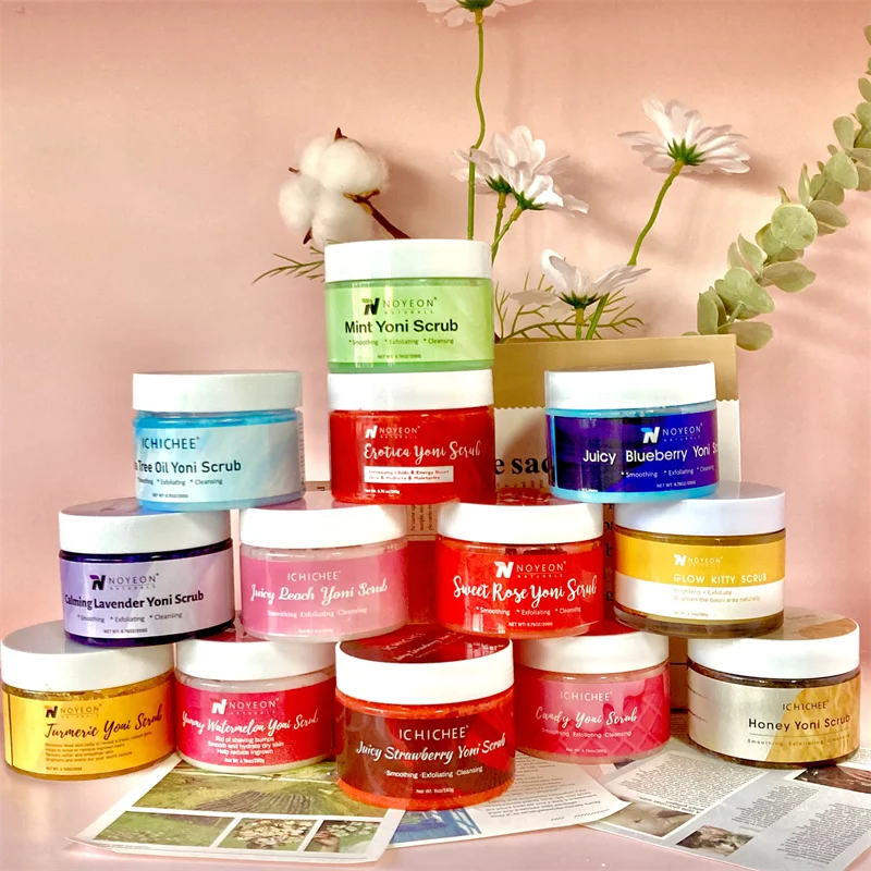 Multifunctional yoni sugar 300g private label exfoliating rose body scrub with high quality