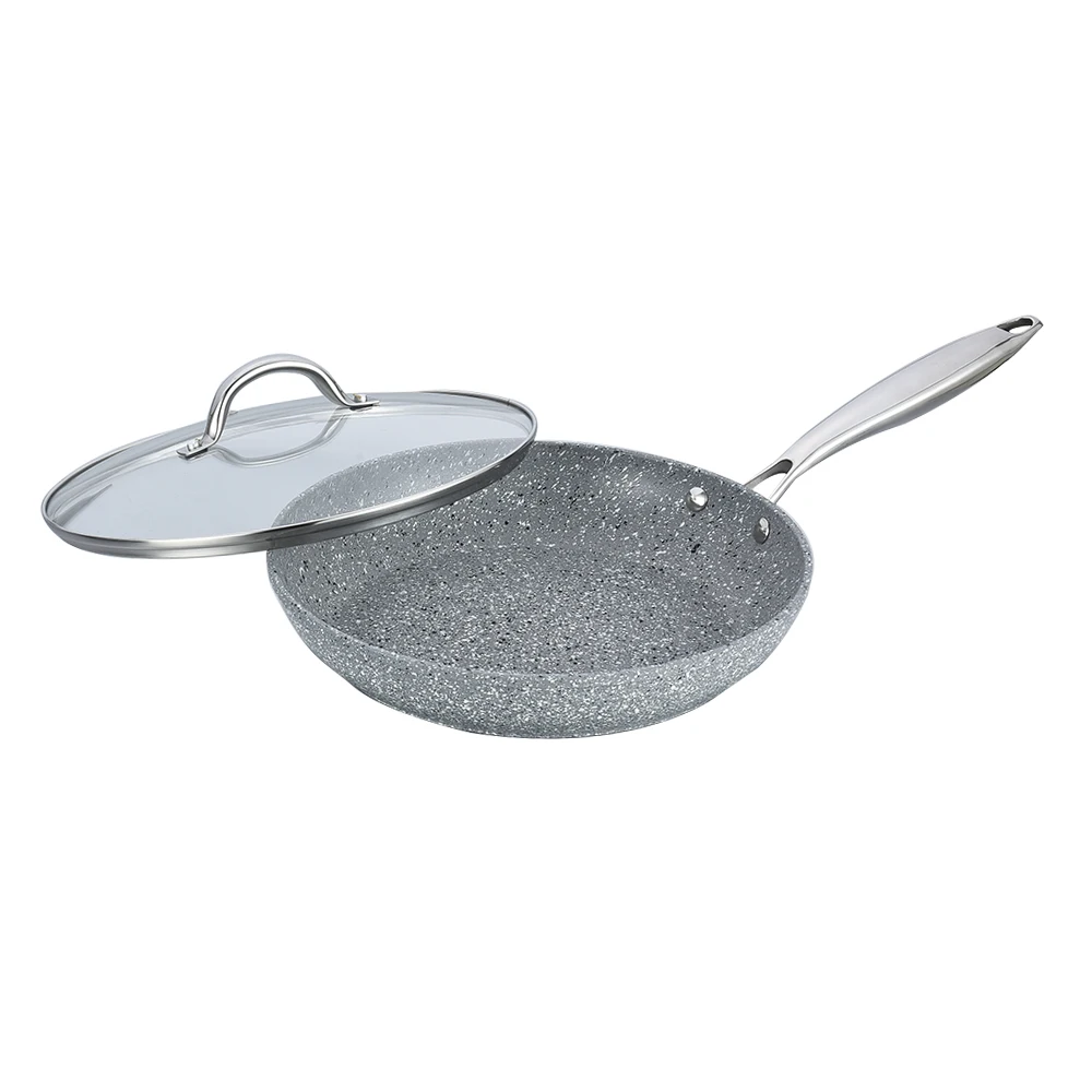 Grey Granite Steel Handle Frying Pan Non Stick Cooking Utensil Easy To Clean Affordable