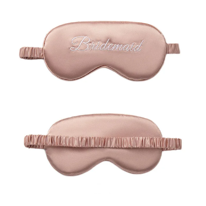 Custom Logo Design Embroidery Digital Print Double-Side Satin Silk EyeShade Plain Sleeping Eye Mask Cover with Elastic Band