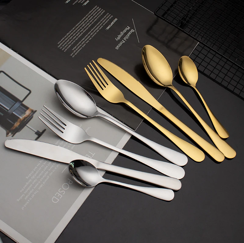Luxury Amazon Hot Flatware Dinner Sets Gold Mirror Polishing Dinnerware Set Cutlery Set for Wedding