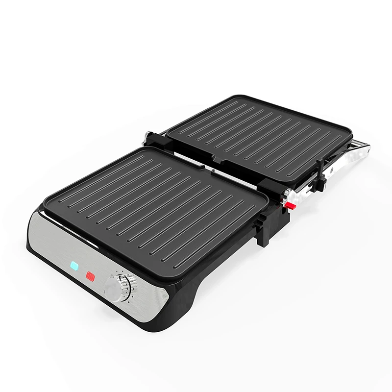 Professional service Fixed Plate Contact Grill Control Stainless Steel With lcd indicator  electric BBQ grill