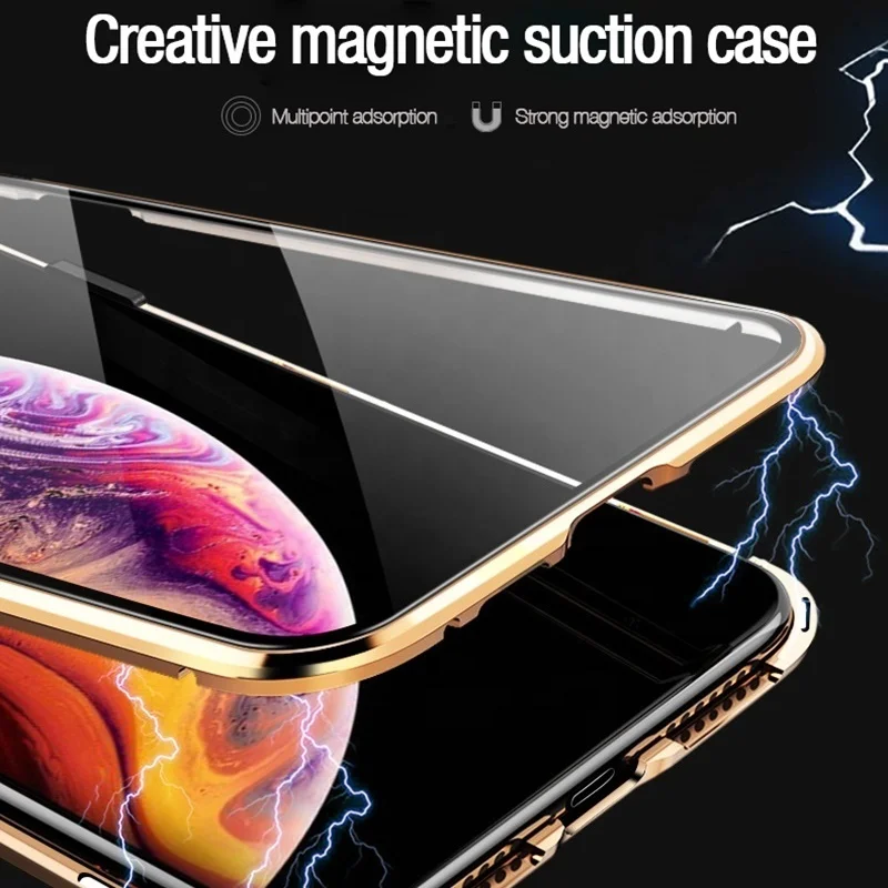High quality anti spy peep magnet back cover case for iPhone 11 12 XSmax double-face tempered glass phone case