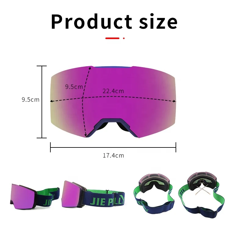 JIEPOLY индивидуальный OEM логотип с магнитным ремешком образец дизайна UV400 очки для сноуборда противотуманные солнцезащитн