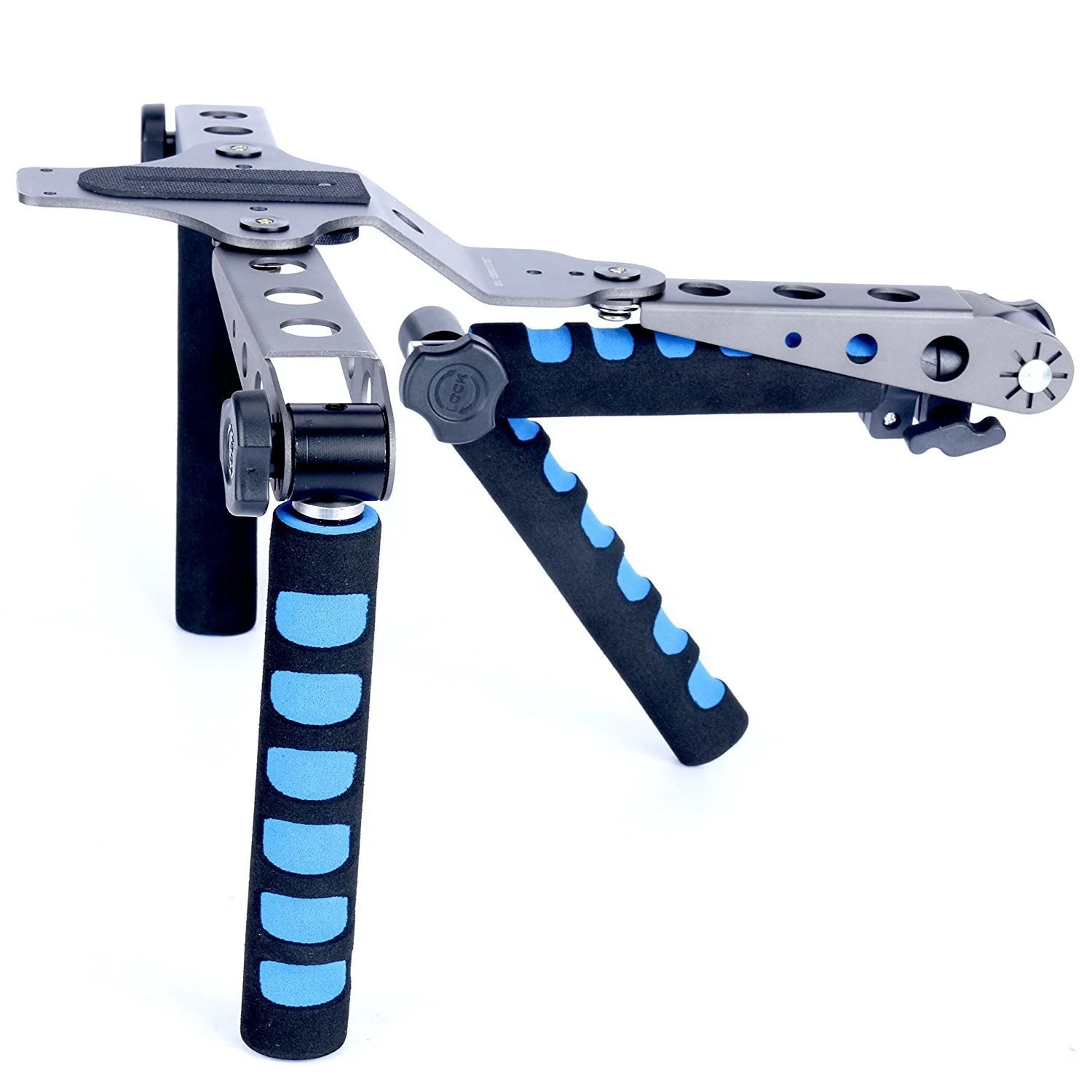 
Aluminum Alloy Foldable Double-handle Rig Shoulder Mount Video Stabilizer Steadicam for DSLR Camera Camcorder 