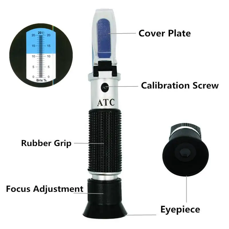 Honey Milk Hand Held Refractometer Brix Tester 0-20% Brix ATC Refractometer