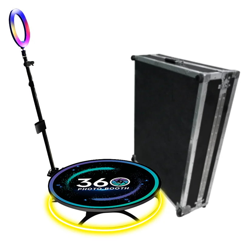 Automatic 360 Degree Spinning Photo Booth Self-Service Vending Machine With Rotating Platform Compatible Cameras Smartphones