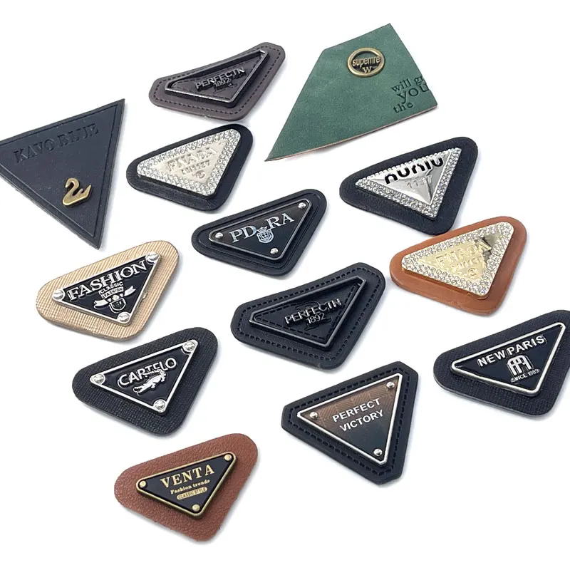 Small Real Vintage Fake Laser Gold Letters Plate Pack Private Bag Tag Leather Pu Label With Metal