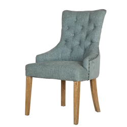 Oak Armless tufted wingback sillas de dise arm wood Fabric Luxury Tufted French Dining Chair