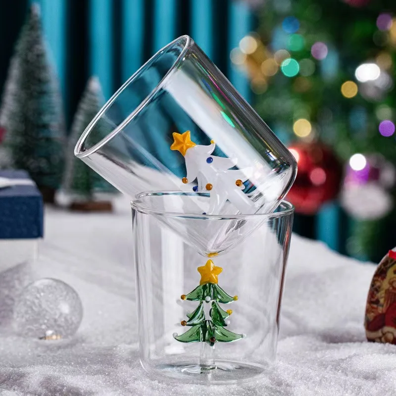 300ml  Christmas Tree Style Glass Tumbler Coffee Mug Glass Tea Cup