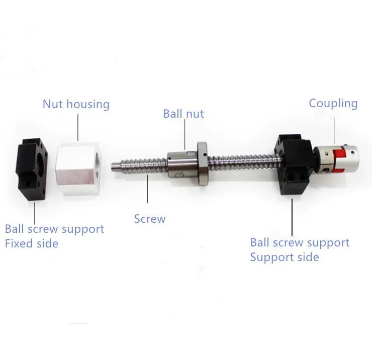 
CNC machine C7 grade SFU2005 ball screw with BK15 BF15 end process and DSG20H nut housing 