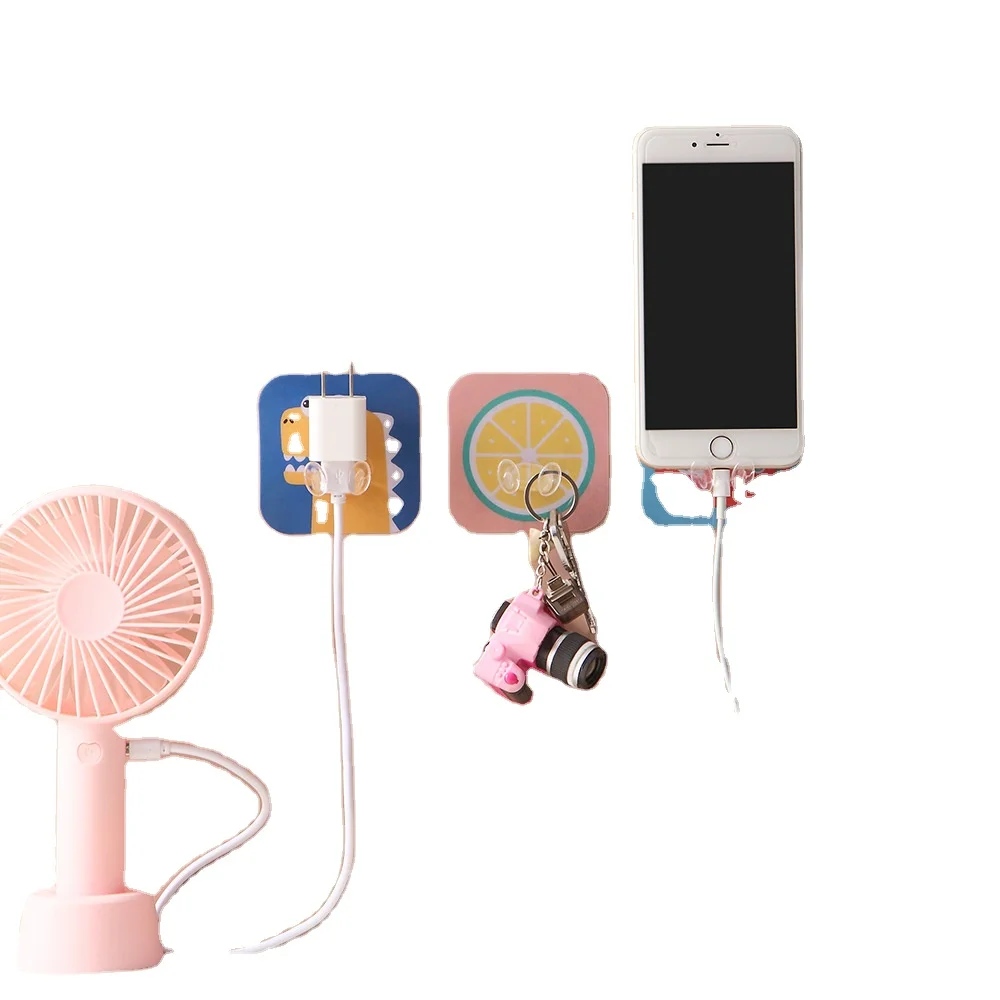 Household supplies Punch free plug hook cartoon animal wall hanging storage Multi-functional adhesive power cord socket hanger