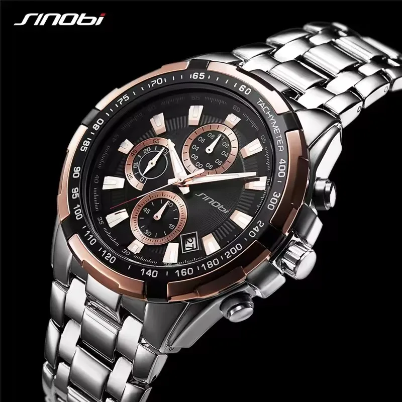 SINOBI 9720 Mens Luxury Watch S9720G Luminous Fashion Luxury Quartz Watch For Men Jam Tangan Pria Relogio Masculino Montre Homme