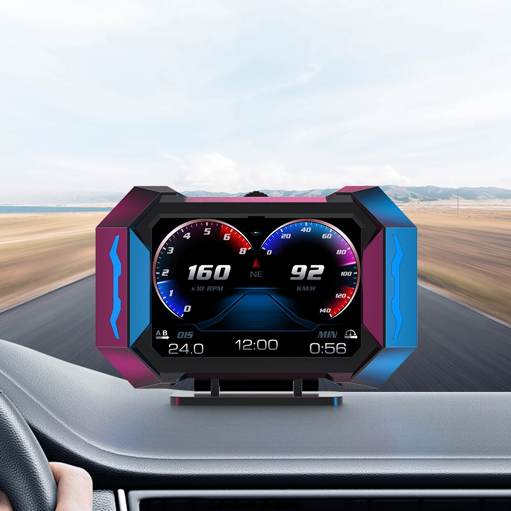 Newest Style Car HUD Electronics Head Up Display OBD2+GPS+Speed Slope Meter P25  Digital Display Diagnostic Tool