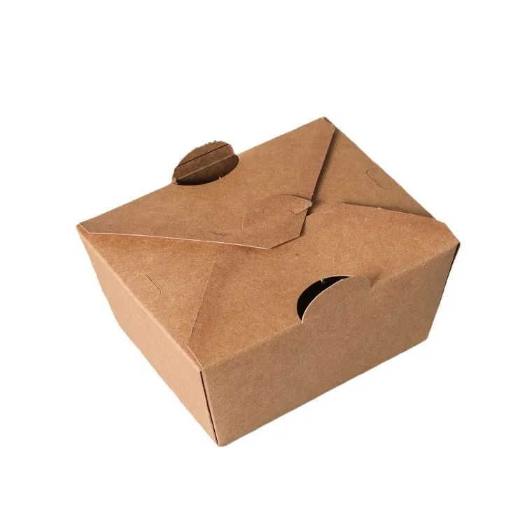 Custom Food Box Burger Takeway Packaging Oil-proof Square Fried chicken Salad Pasta Kraft Paper Food Boxes Takeway Packaging