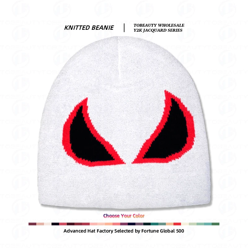 Custom Winter Spider Web Youth Outdoor Activities Thick Double Layer Reversible Lined Y2K Jacquard Designer No Cuff Beanies