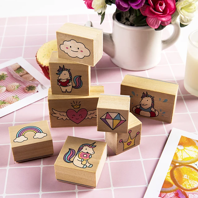 Retro wooden heart seal decoration DIY Wooden stamps