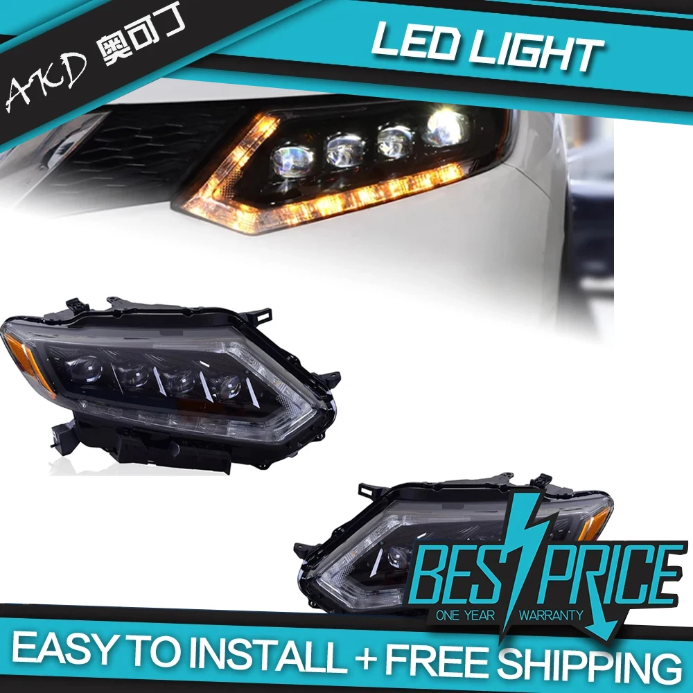 AKD Car Styling for Nissan X-trail Headlights 2014 Rouge LED Headlight Orignal Design DRL Hid Option auto Accessories