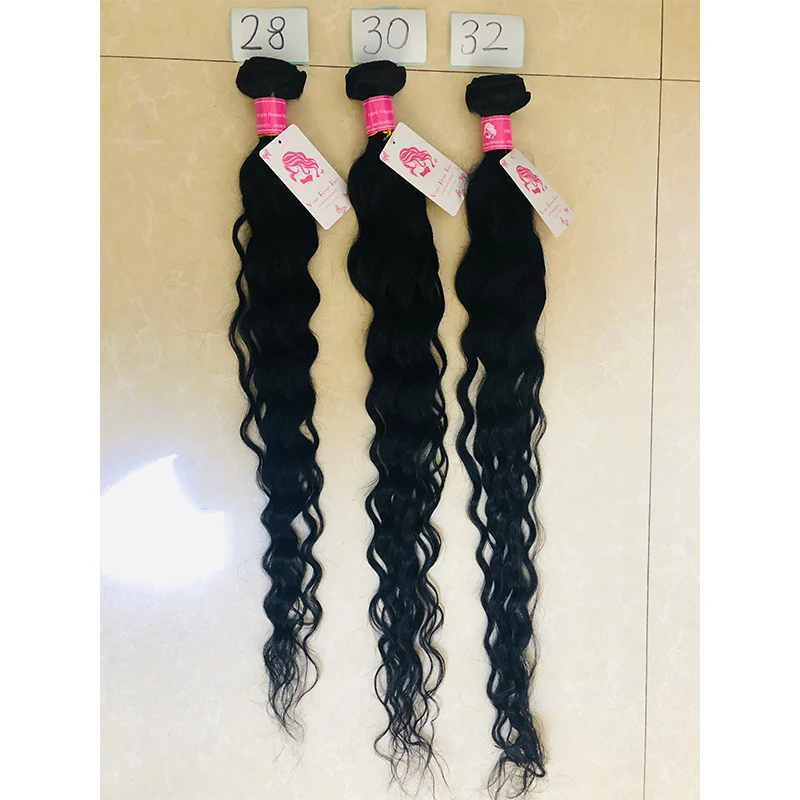28 30 32 Inches Body Deep Water Wave Human Hair Bundles Indian Virgin Hair Long 34 36 40 Inches Straight Hair Weave Bundles