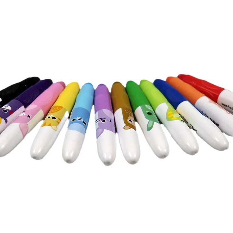 12-Color Oil Painting Crayon Set Spin Flash Stick with Silky Smooth and Washable Graffiti for Artistic Expression