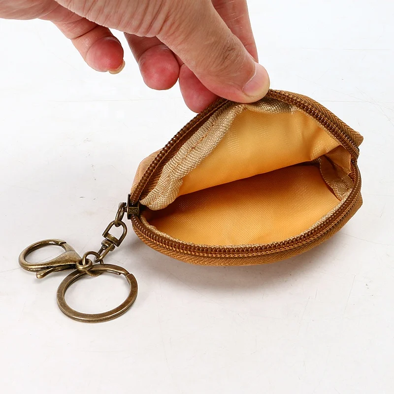 Factory custom mini  coin  purse round shape key bag  brown Tyvek  paper  storage bag waterproof   wallet