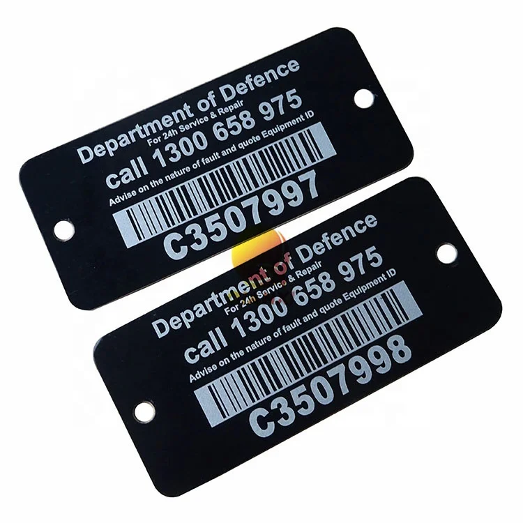 Laser Engraving Serial Number Plates Anodized Aluminium Asset Tracking Tags Custom Printing Metal QR Code Barcode Labels