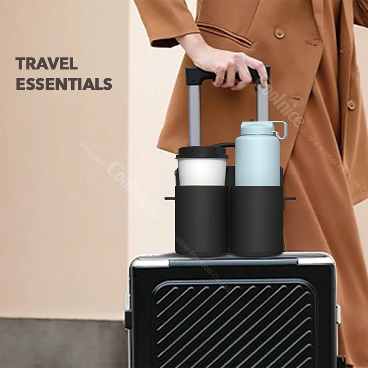 Free Hands Drink Caddy Luggage Travel Cup Holder Universal Suitcase Cup Holder luggage lever cup holder