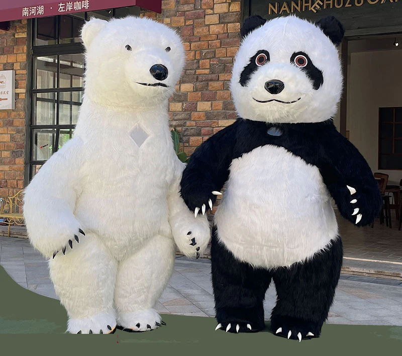 Популярная панда Funtoys лидер продаж гигантский ходячий надувной костюм талисмана белого медведя для взрослых