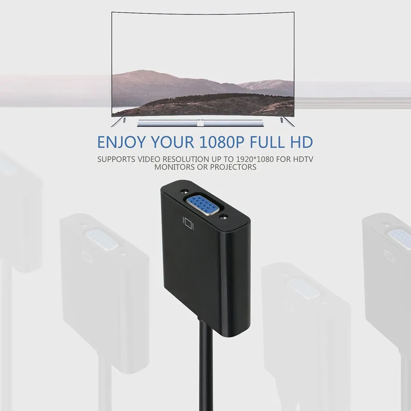 Male to Female 1080P HDMI to VGA Adapter Converter for Computer HDTV Laptop PC Monitor Projector