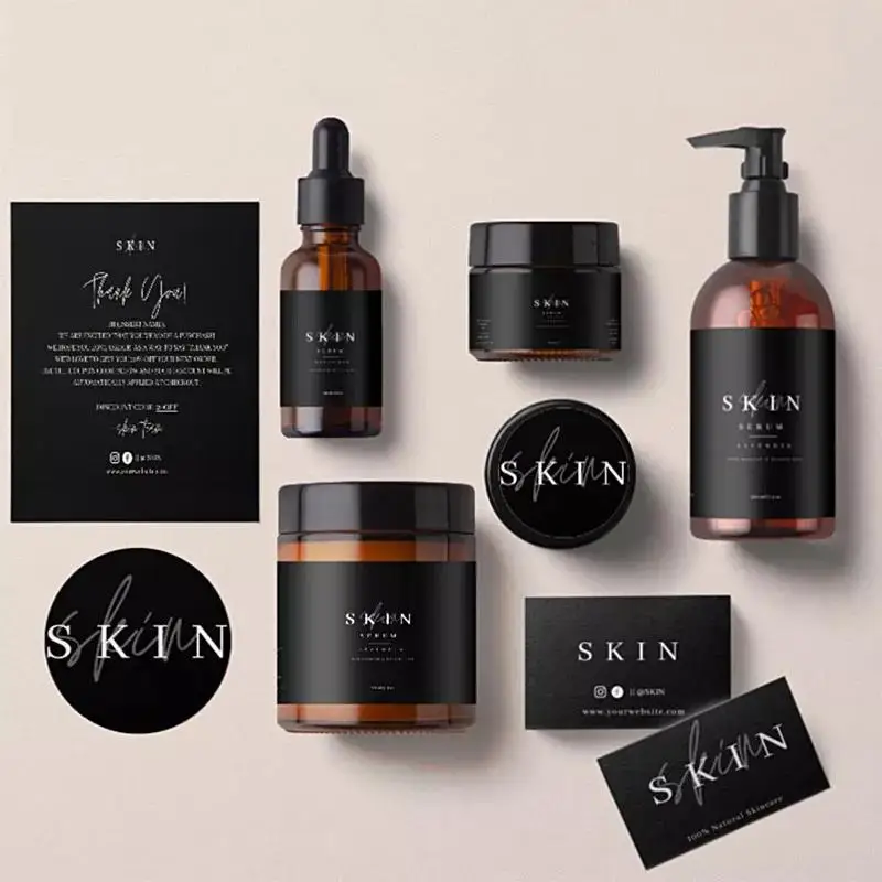 Custom Printed Cosmetic Bottle Makeup Product Packaging Adhesive Paper Logo Label Sticker