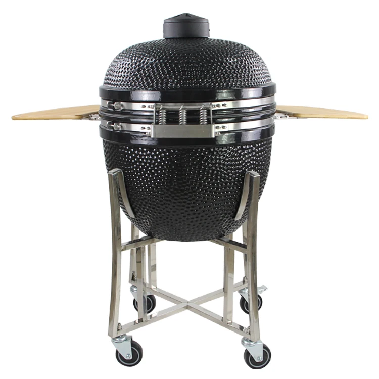 High Quality 2.5 thickness ceramic shell barbecue charcoal kamado in Black