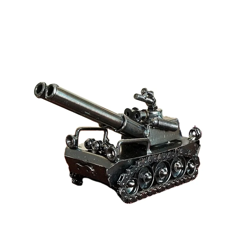 Manufacture Wholesale Metal Crafts Vintage Double Gun Barrel Diecast Tank Model for Home Accessories