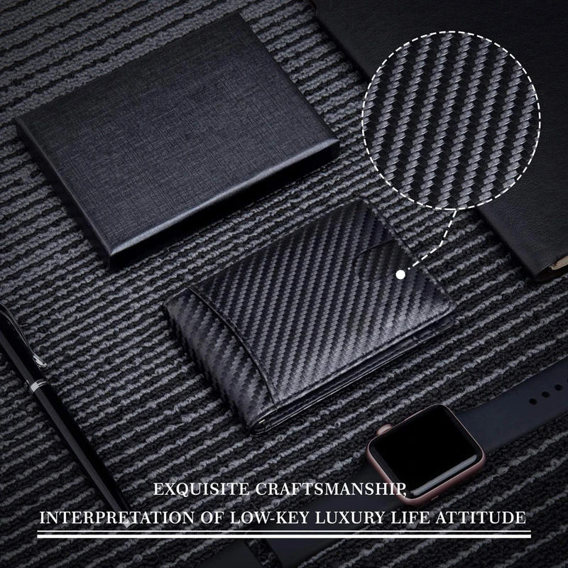  Тонкий кожаный кошелек с зажимом для денег RFID-блокировка двойной держатель кредитных карт