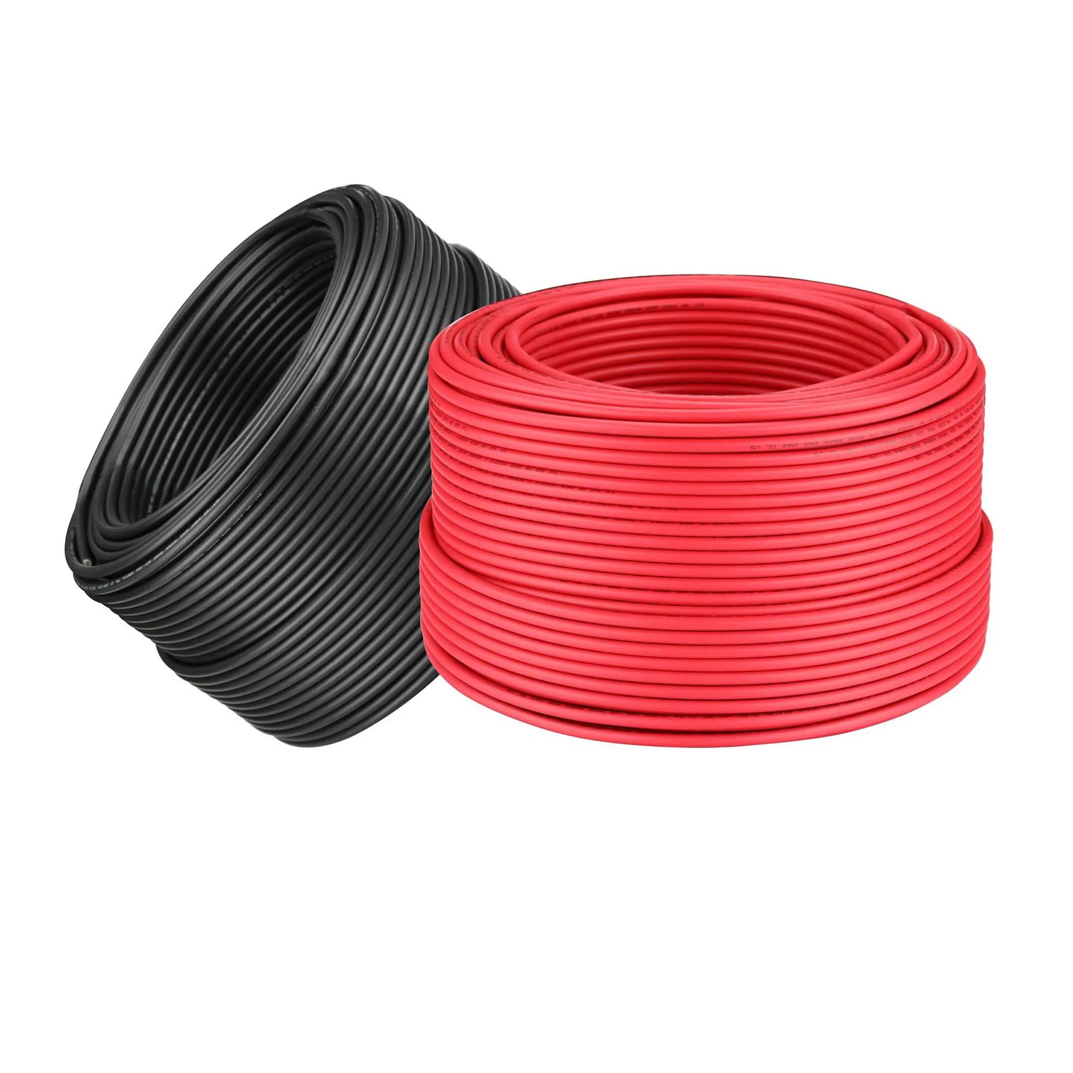 Red Black Solar Cable Photovoltaic Wire 1500VDC 12/10 AWG 4mm2 6mm2 Cable Tinned Copper for PV Panels TUV Certification