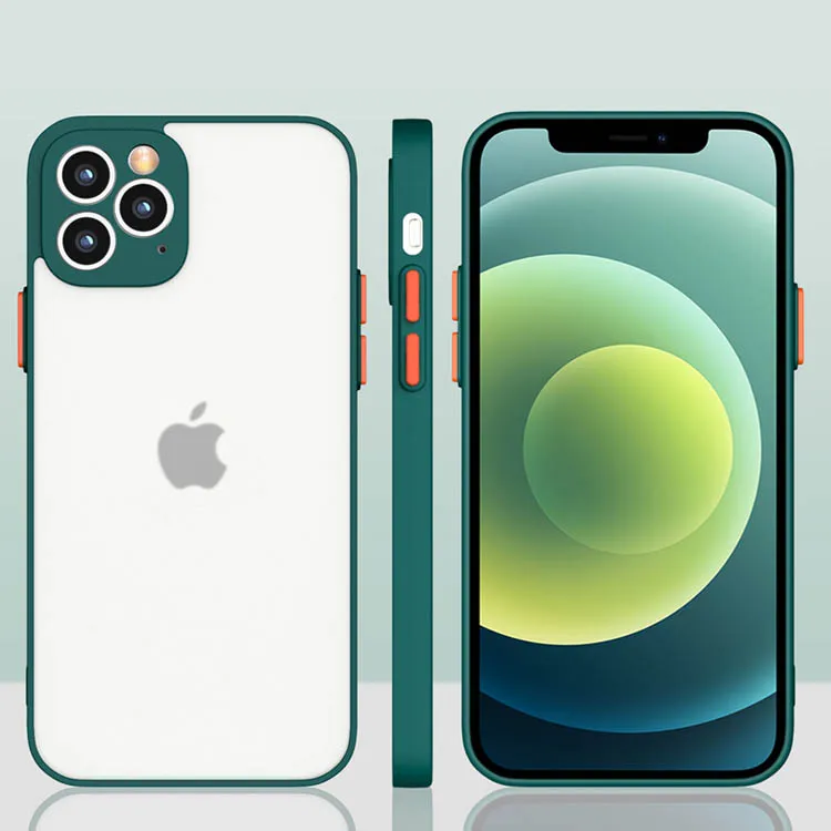  Чехол для iphone 12 pro max Аксессуары мобильных телефонов двухцветный Прозрачный матовый чехол 0 5 мм из ТПУ и поликарбоната 11 задняя