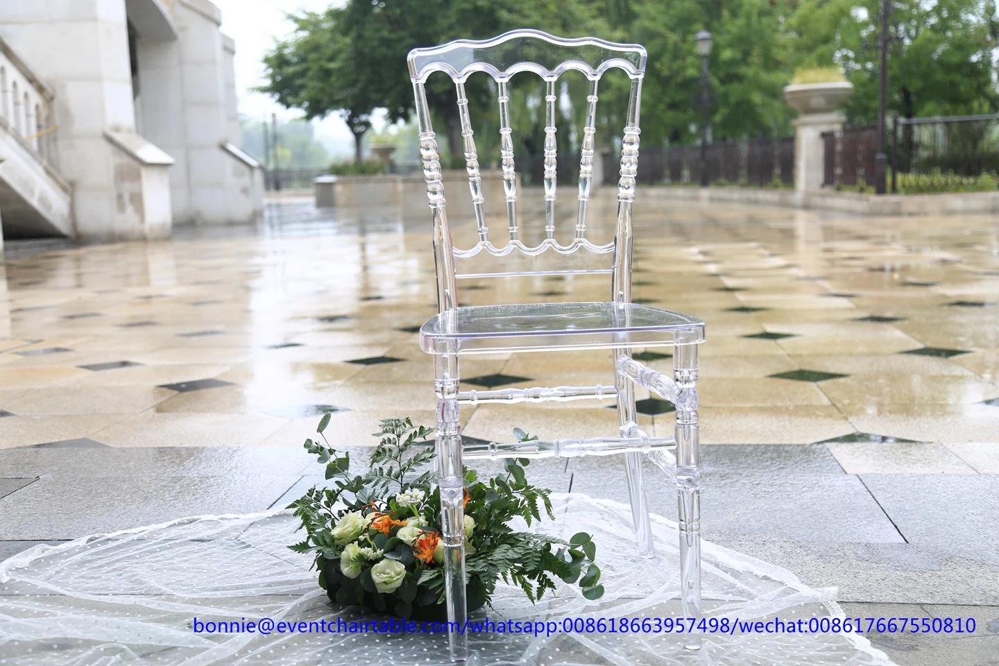 China Factory Event Clear Plastic Napoleon Chairs and Round Table for Wedding Banquet