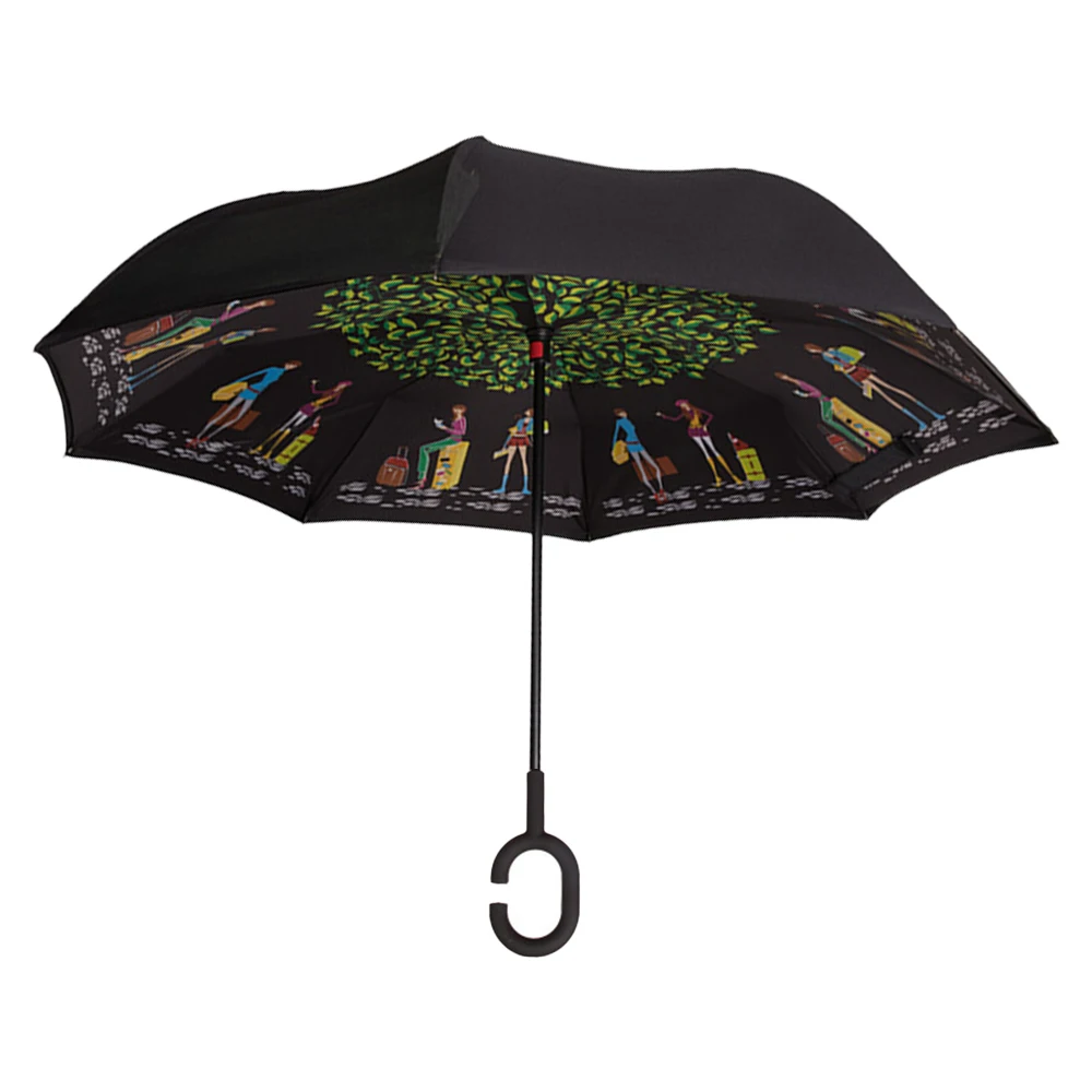 Double Layer Inverted Umbrella with C-Shaped Handle Anti-UV,waterproof windproof reverse Umbrella for Car rain Outdoor Use/