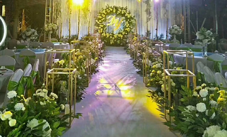 Gold Metal Stand Road Lead Heavenly Wedding Stage Decoration