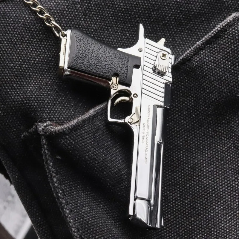 Metal Mini Gun Model  Pistol Desert Eagle Keychain for Men Toy Pendant