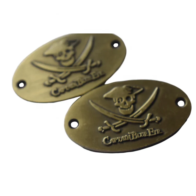 Custom Logo Metal Furniture Tags Embossed Antique Brass Brand Metal Label Plate For Furniture