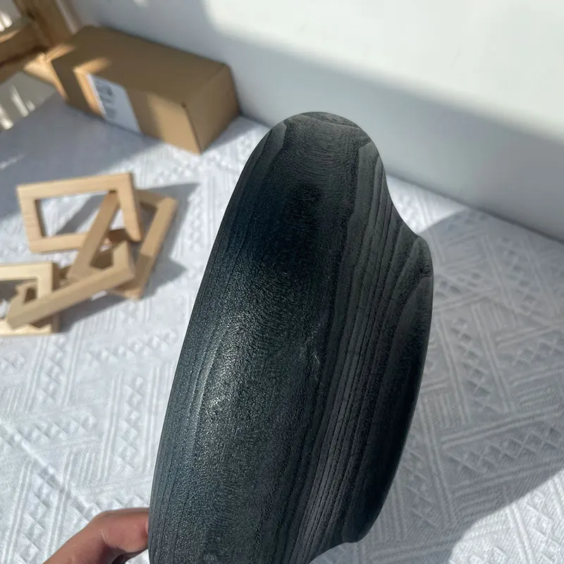 The factory directly approved paulownia bowl black decorated wooden bowl