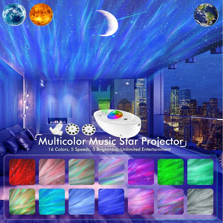 New 5 in 1 kids bedroom night light aurora star  projector table lamps sky 3ds switch atmosphere with 8 white noises