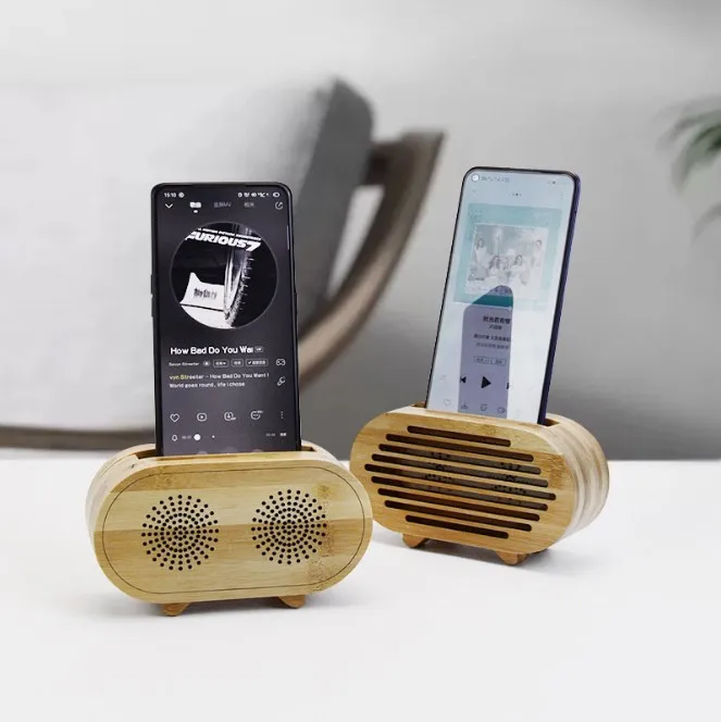 
Mobile phone desktop stand solid wood speakers creative lazy universal wooden base 