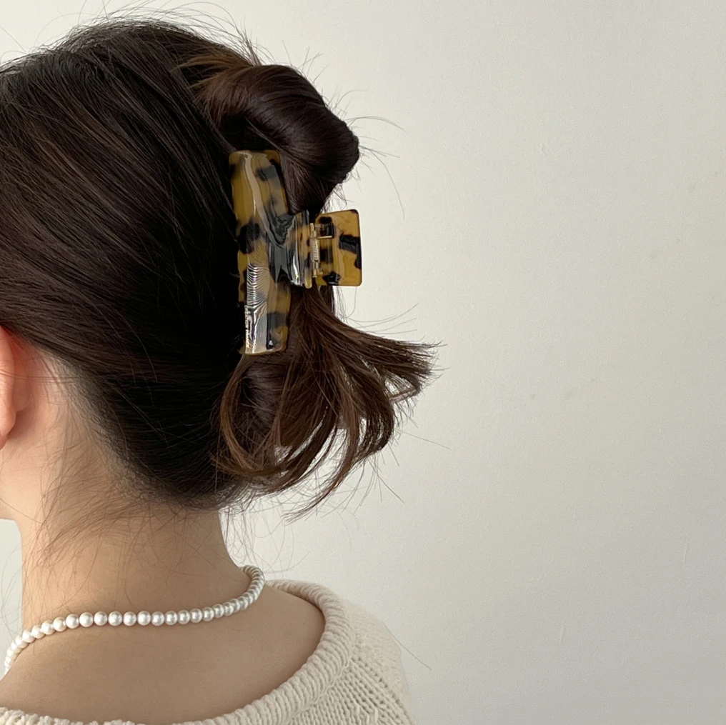 New Korean Style Acetate Hair Claw Clips for thick Hair Flower Large Claw Clip square Big Hair Clamp For Women