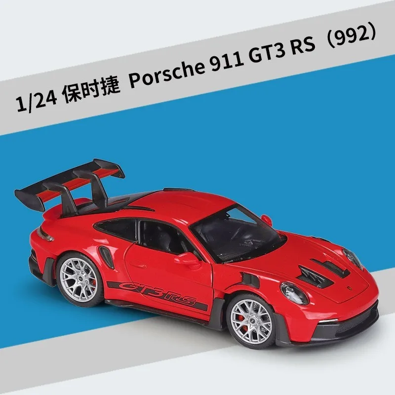 Лидер продаж 1:24 весы 911 GT3 RS игрушки из сплава 992 модель автомобиля имитация металлический автомобиль литой для детей взрослых коллекционный подарок