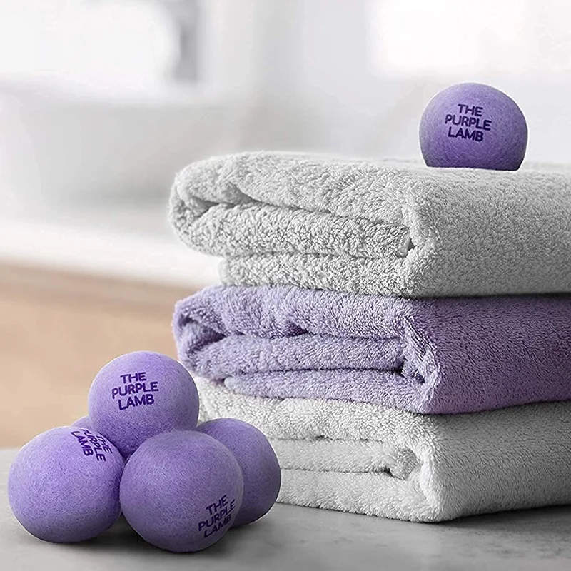 Lavender Infused Anti Static Dryer Ball XL 6 Pack 100% Organic Shorten Drying Time Purple Lamb Scented Wool